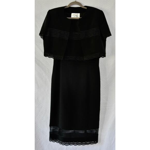 WILLIAM TRAVILLA Haute Couture Black Cocktail Dress With Jacket Size 12 - Picture 5 of 12